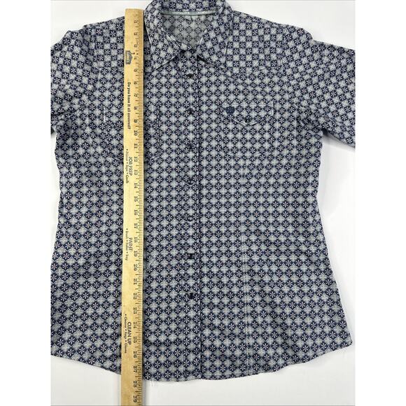 Cinch Women's Long Sleeve Blue Pink pearl snap Button Up Shirt - Size X - Picture 3 of 9